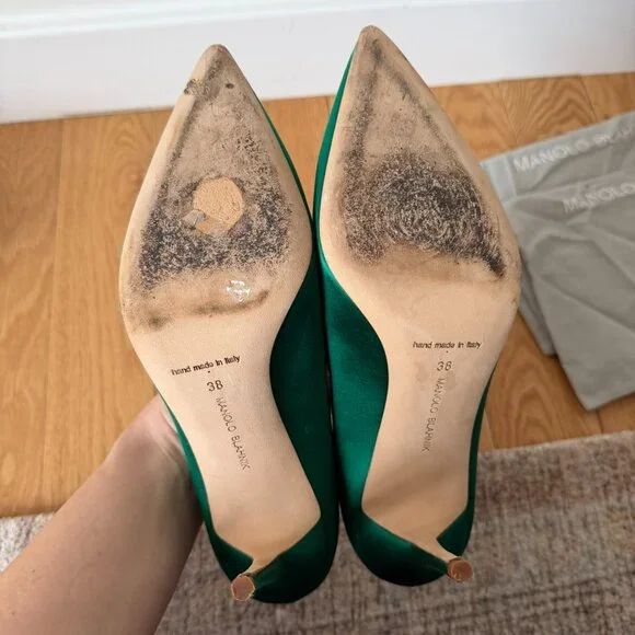 Nadira Green Satin Jewel Buckle Pumps - Picture 8 of 9